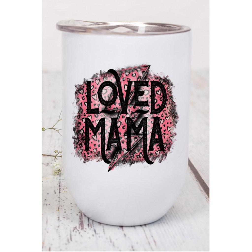 Valentine's Day Loved Mama Black Pink Wine Cup