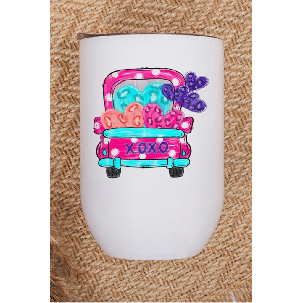 Valentine's Day XoXo Pink Polkadot Truck Wine Cup