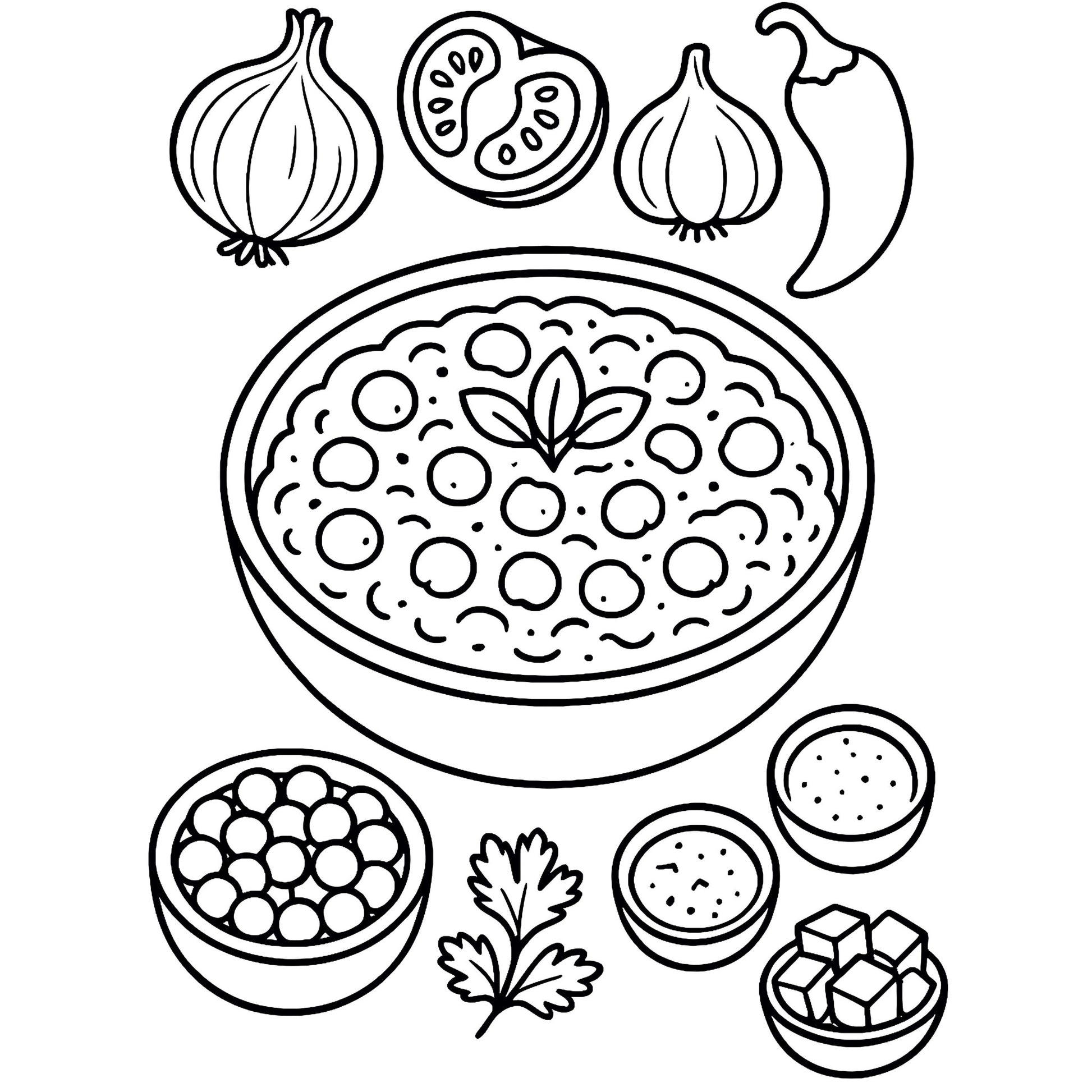 Vegan Delights Coloring Pages - Spicy Chickpea Curry