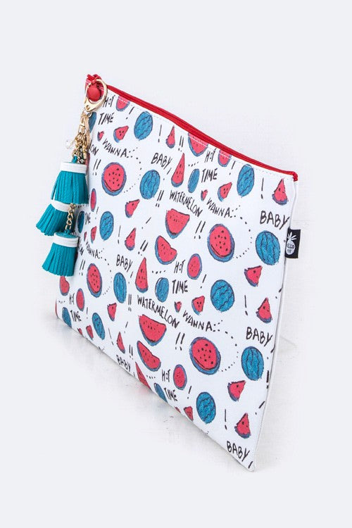 Watermelon Print Large Pouch Side view