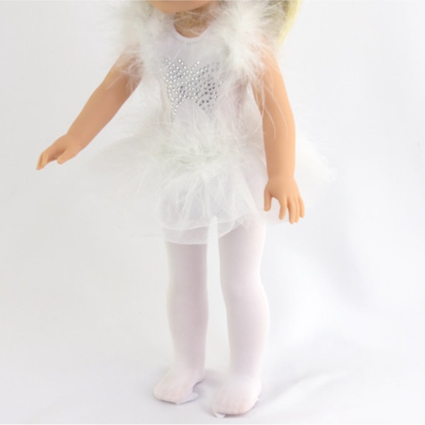 White Butterfly Ice Skating Outfit for 14 1/2-inch dolls with doll Right View