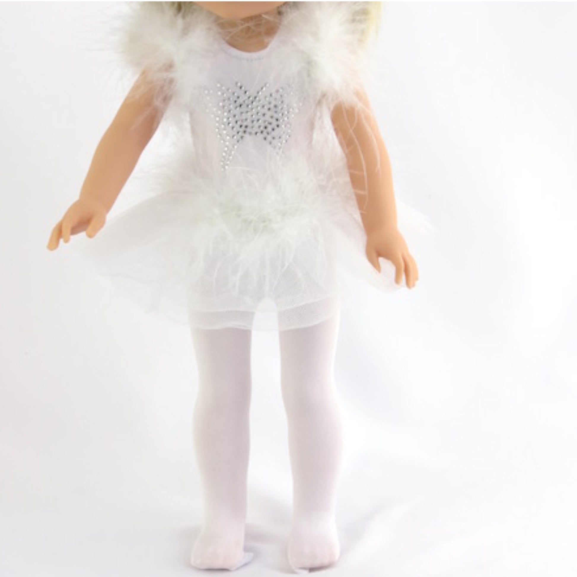 White Butterfly Ice Skating Outfit for 14 1/2-inch dolls with doll Front View