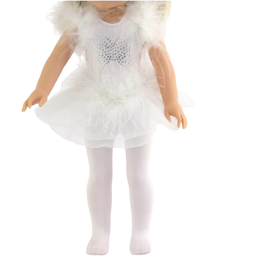 White Butterfly Ice Skating Outfit for 14 1/2 inch dolls with doll Front view 2
