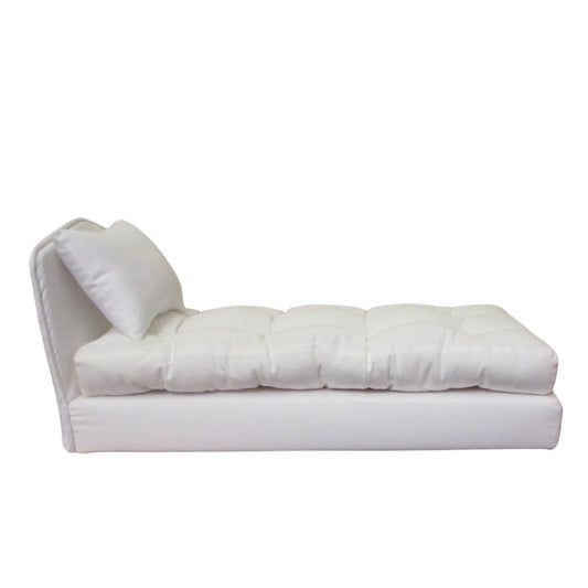 White Doll Bed, Pillows, and Mattress for 14 1/2 inch dolls Side view