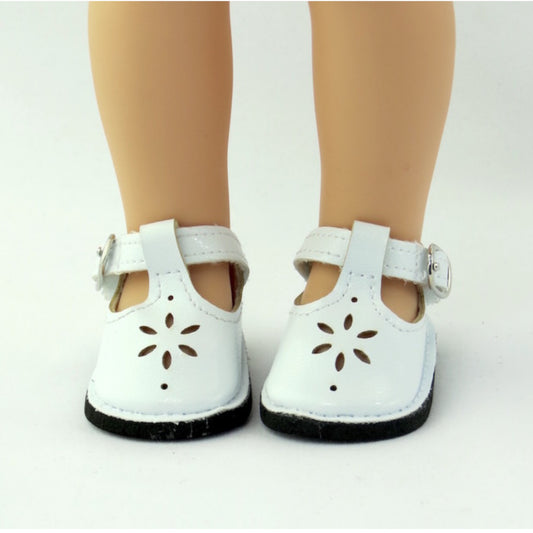 White Doll Shoes with buckles for 14 1/2-inch dolls with doll