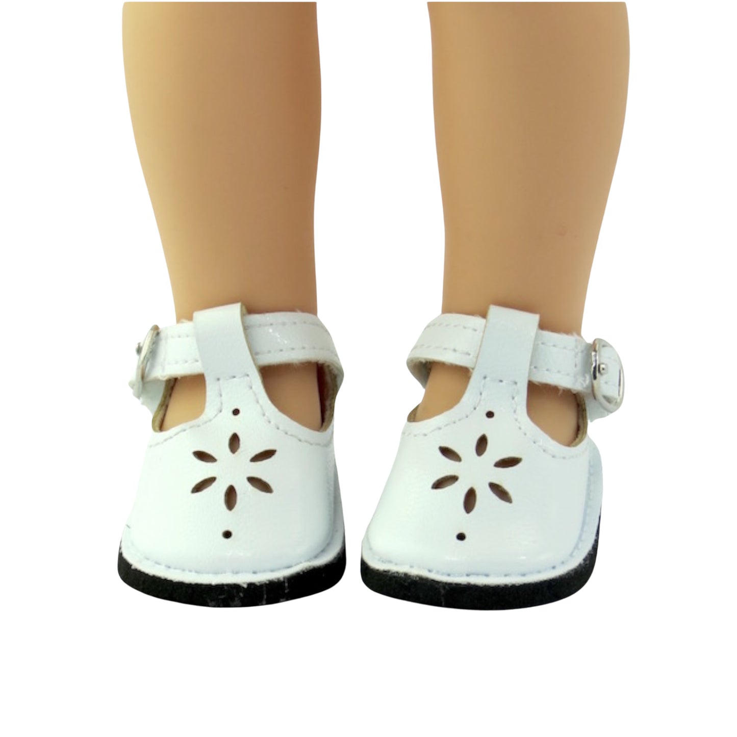 White Doll Shoes with buckle for 14 1/2-inch dolls with doll