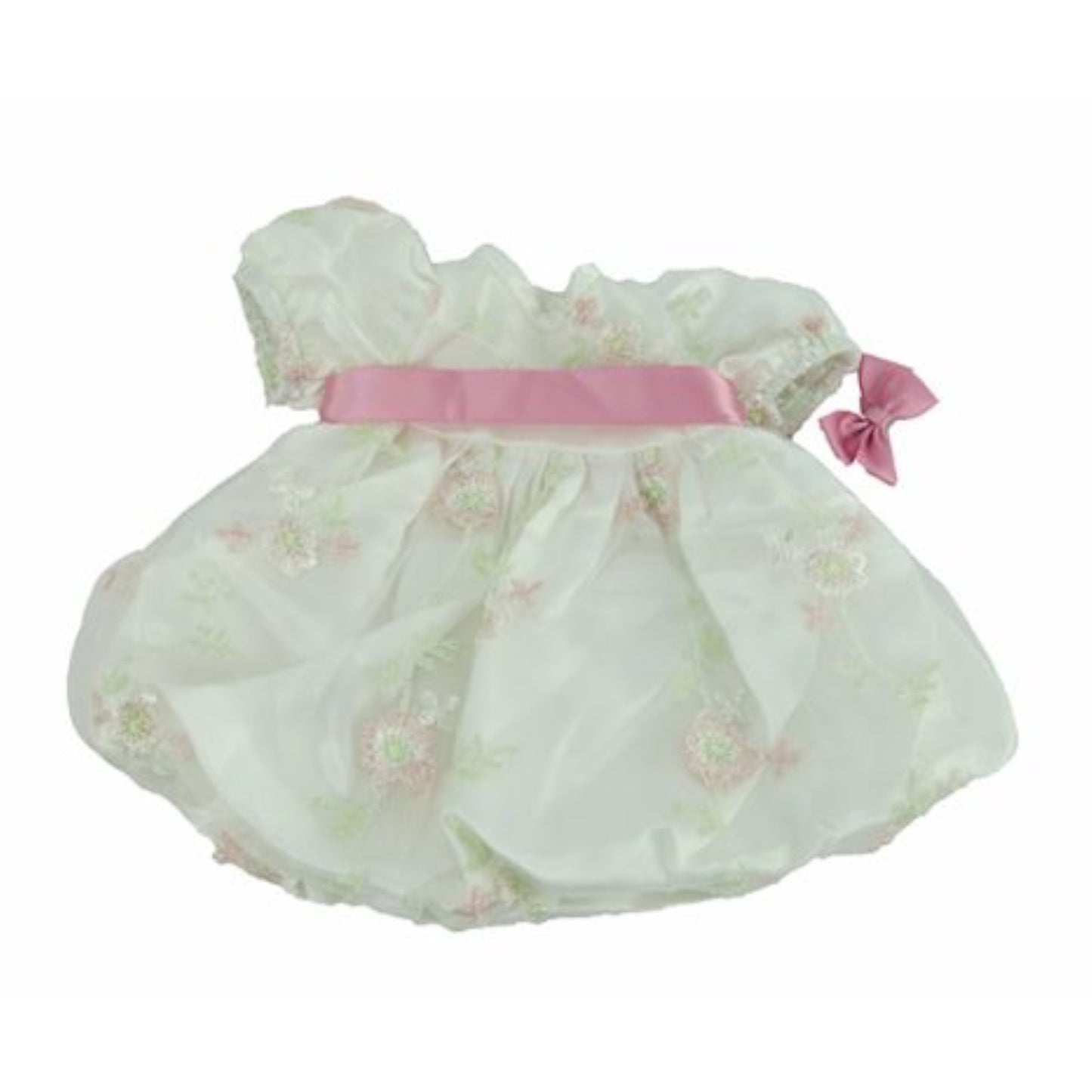 White Easter Dress with Floral Embroidery for 18-inch dolls Flat