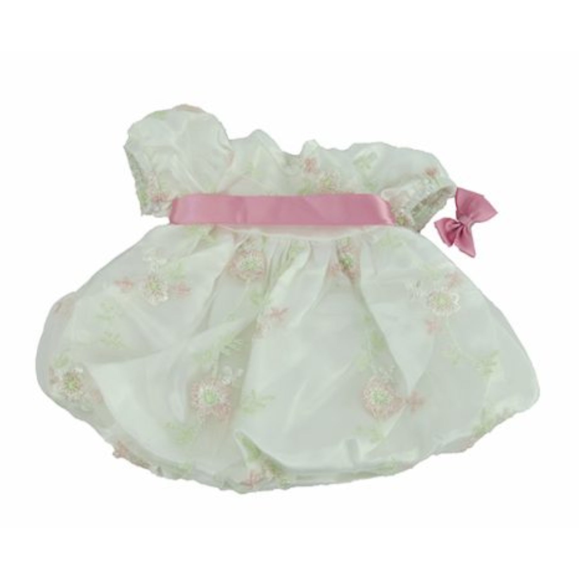 White Easter Dress with Floral Embroidery for 18-inch dolls Flat