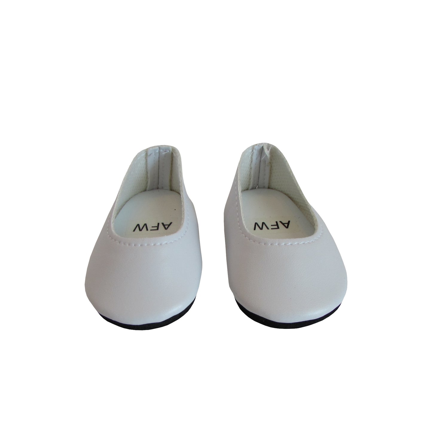 White Slip-on Dress Shoes for 18-inch dolls Front