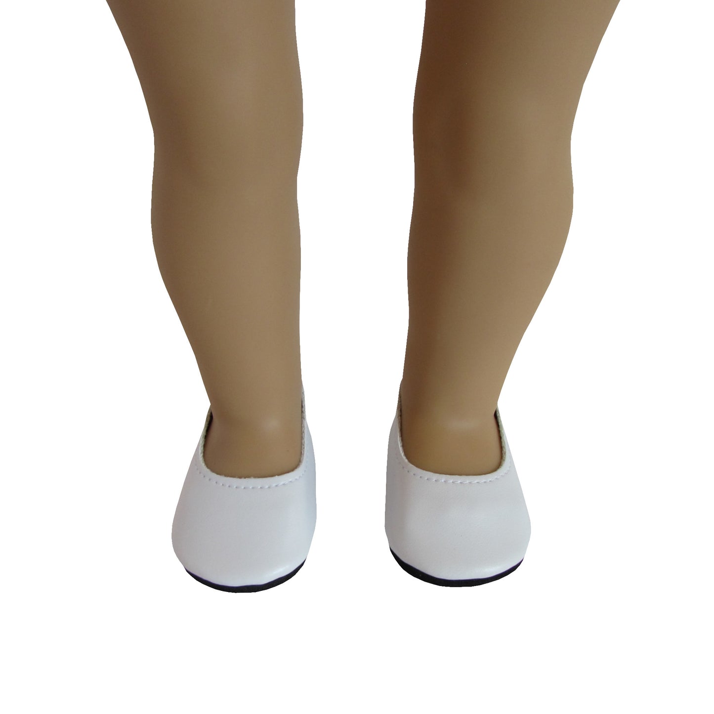 White Slip-on Dress Shoes for 18-inch dolls with Doll Front