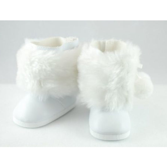 Wlhite Snow Boots with Fur for 18 inch dolls 