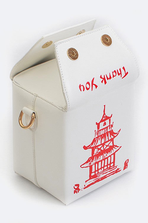 White Chinese Take Out Box Fashion Clutch Side view