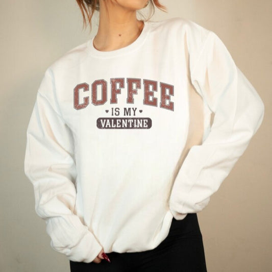 White Coffee is My Valentine Premium Graphic Sweatshirt