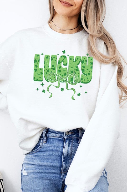 White Coquette Lucky Bow Graphic Sweatshirt