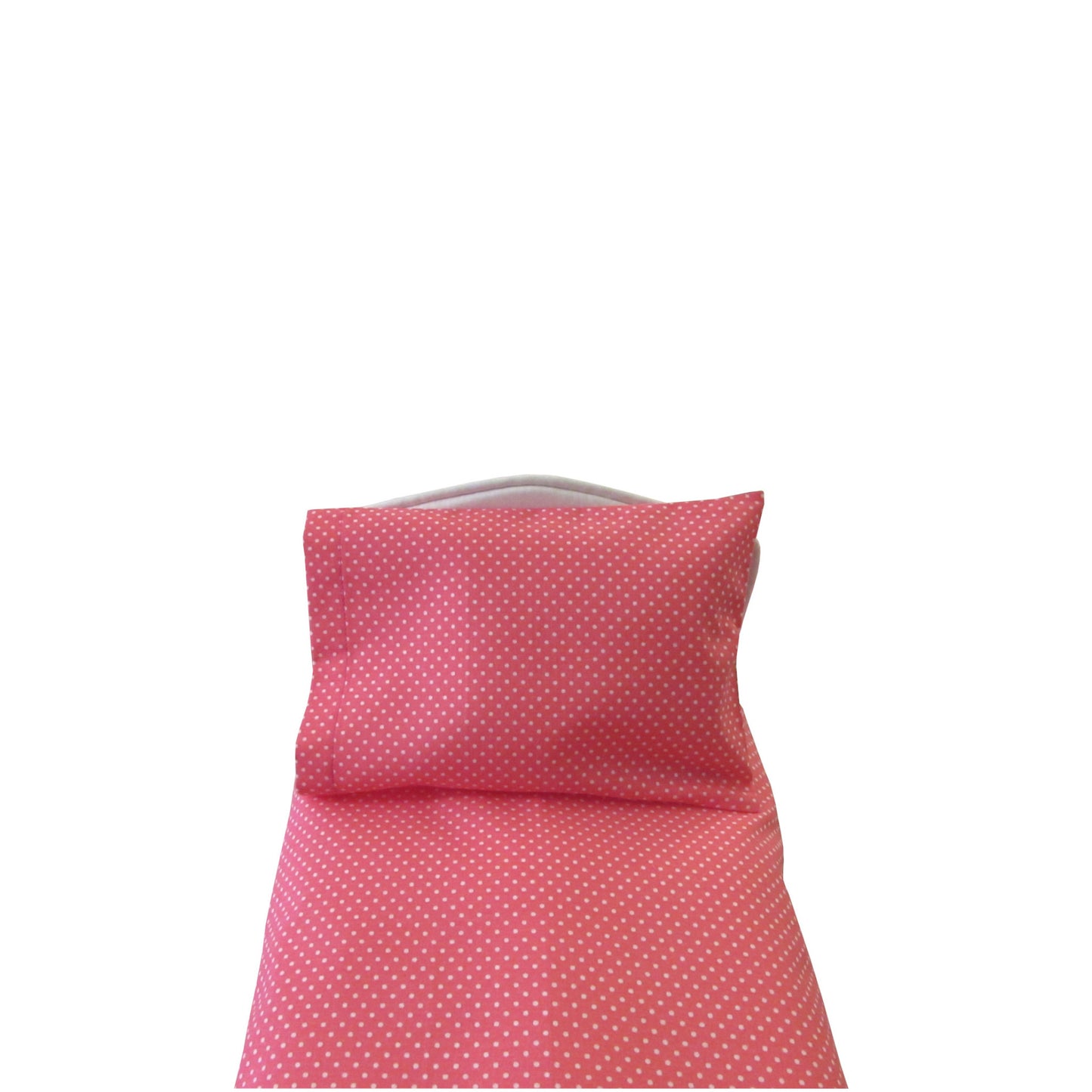 White Dots Pink Doll Sheet Set  for 14 1/2-inch dolls