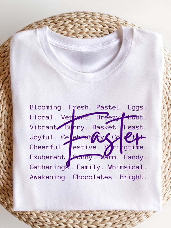 White Easter Words Printed Graphic Tee Plus