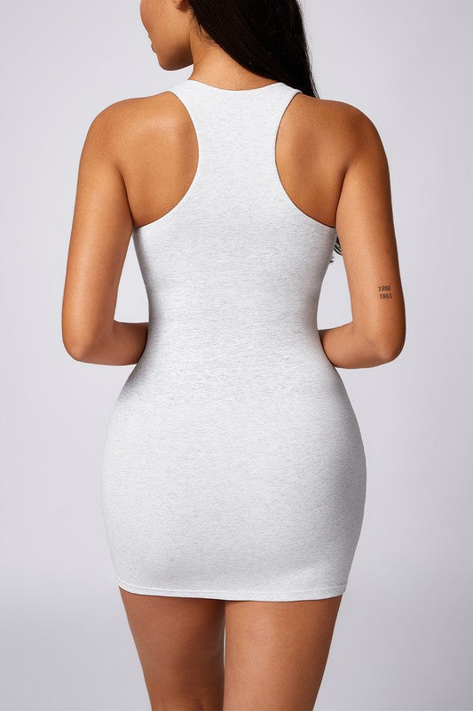 White Fashionable Slim Skinny Hip Wrap Dress Back view