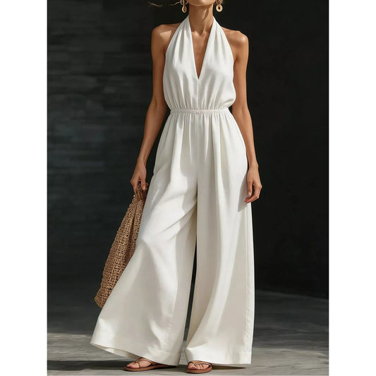 Full Size Halter Neck Wide-Leg Jumpsuit Plus Size