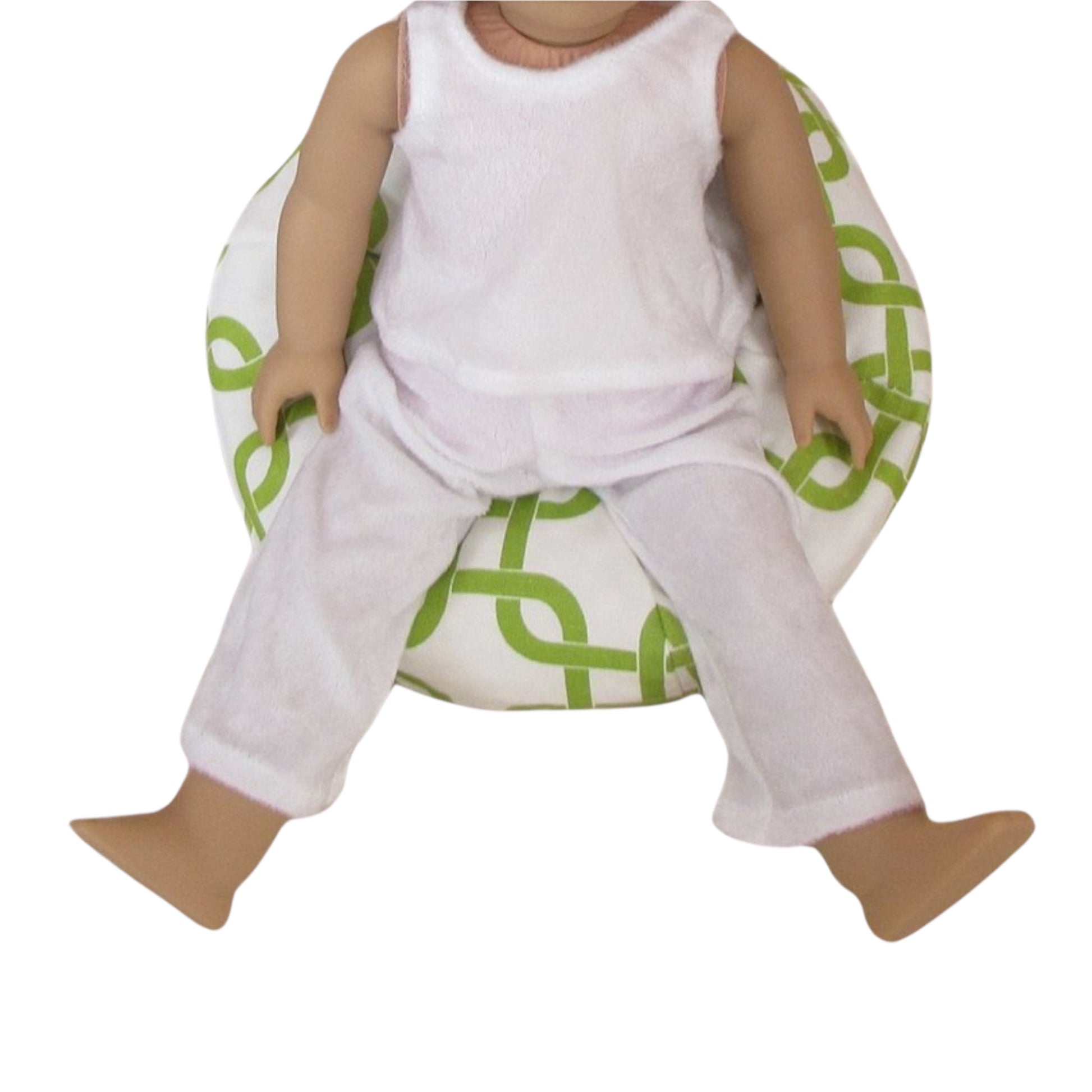 White Green Chain Link Doll Bean Bag Chair for 18-inch dolls