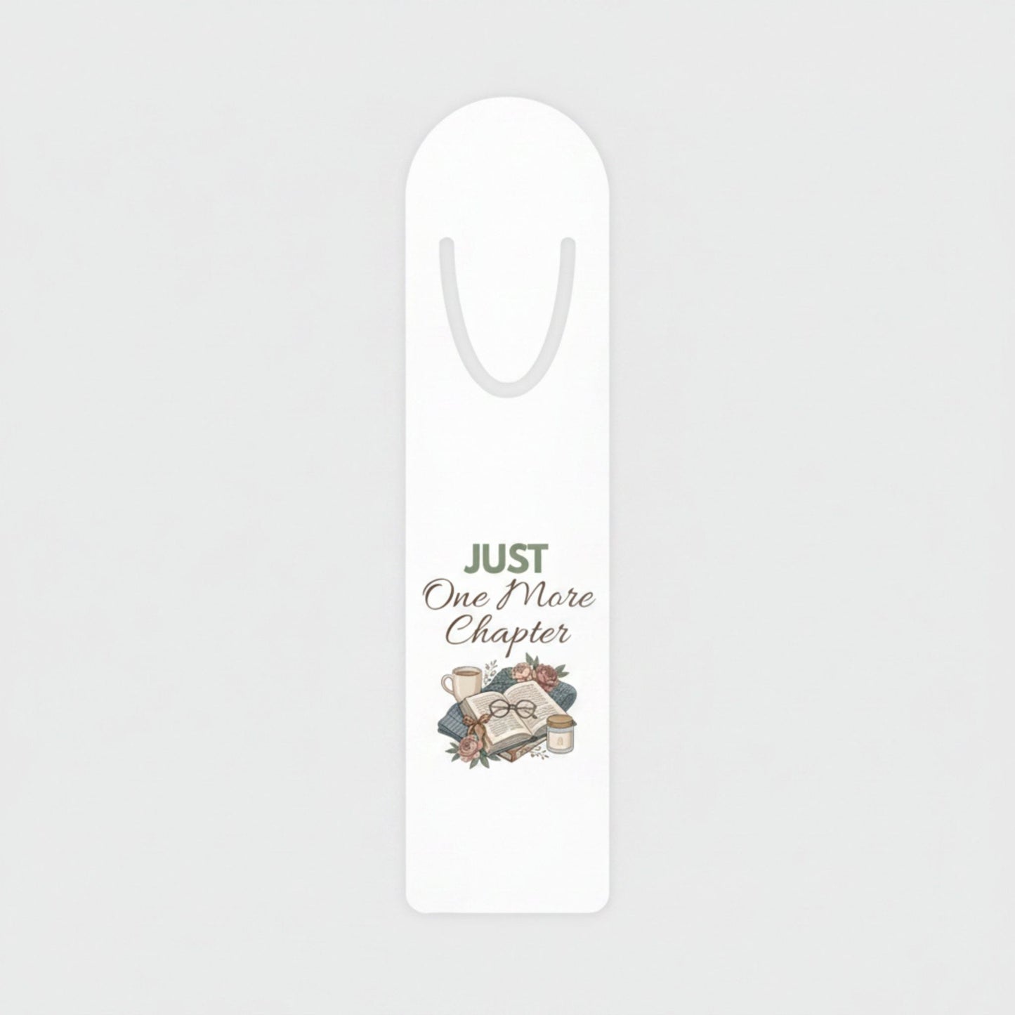 Bookmark — "Just One More Chapter" Floral Reading Metal Bookmark