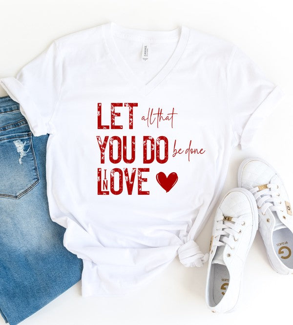 White Let All That You Do Be Done in Love Graphic Tee Plus