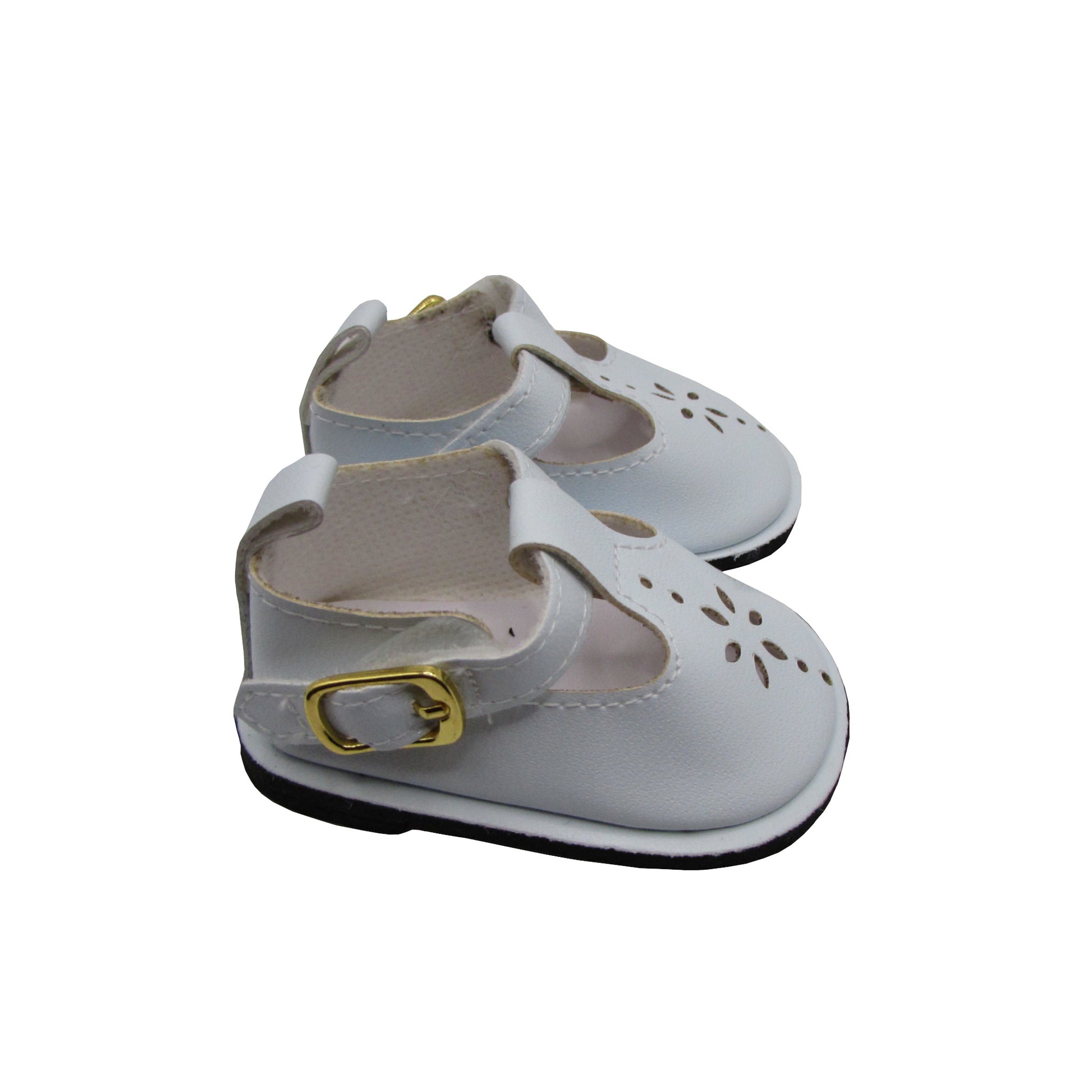White MJ Doll Shoes for 18-inch dolls Right Side view 