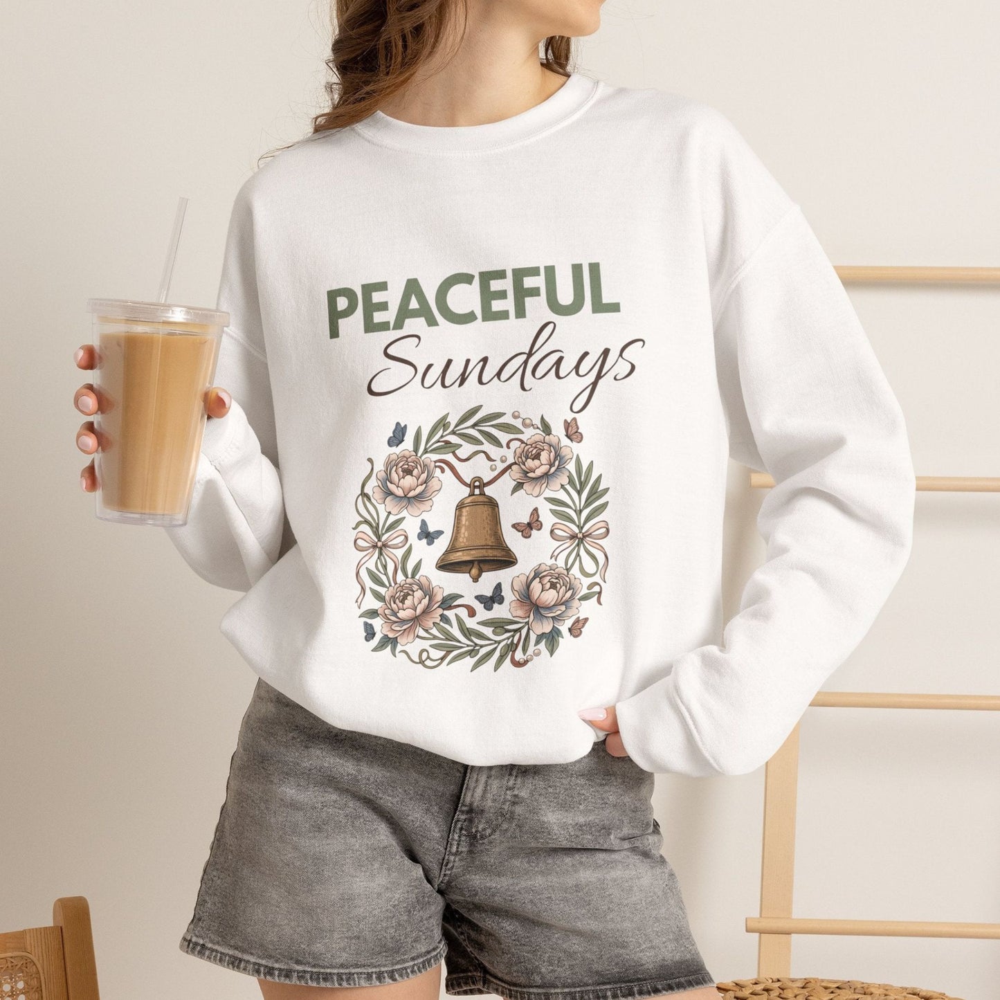 Peaceful Sundays Sweatshirt — Floral Bell Cozy Crewneck