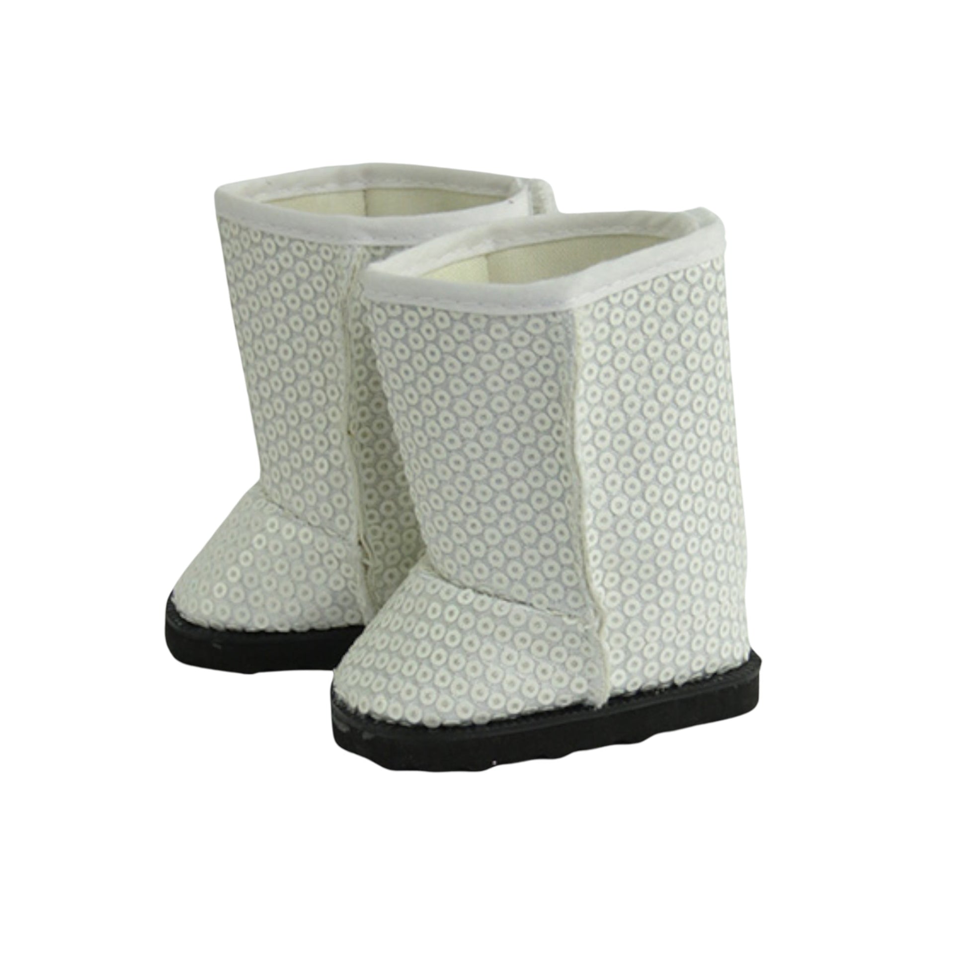 White Sequin Boots for 18-inch dolls