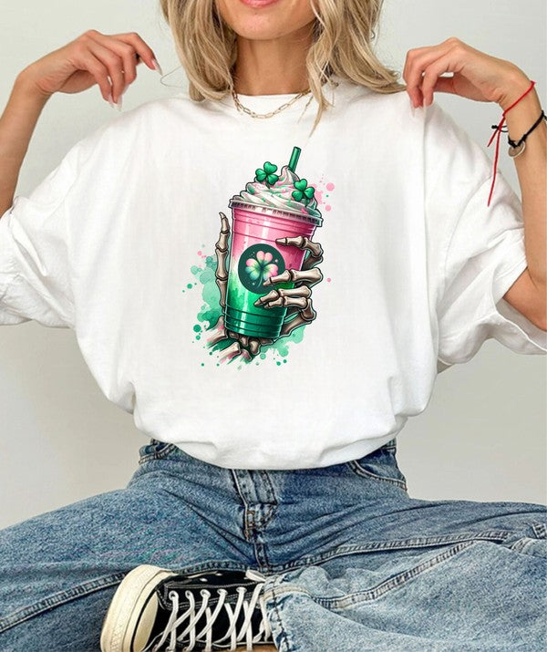 White Shamrock Shake Graphic Crew Neck Tee