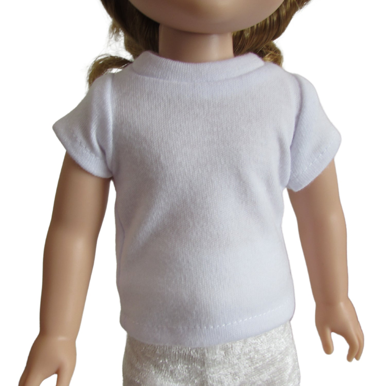 White T-Shirt for 14 1/2-inch dolls with doll Front view