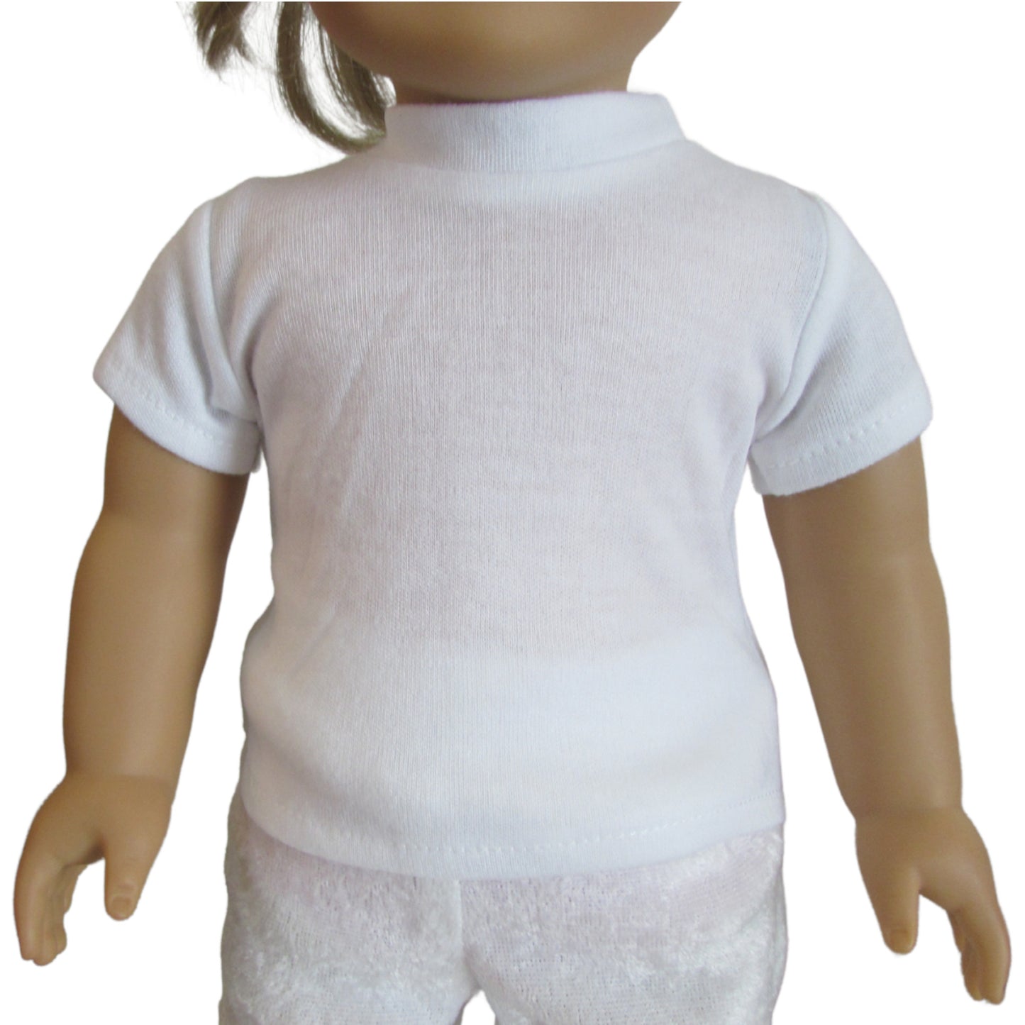 White T-Shirt for 18-inch Dolls with doll Front view
