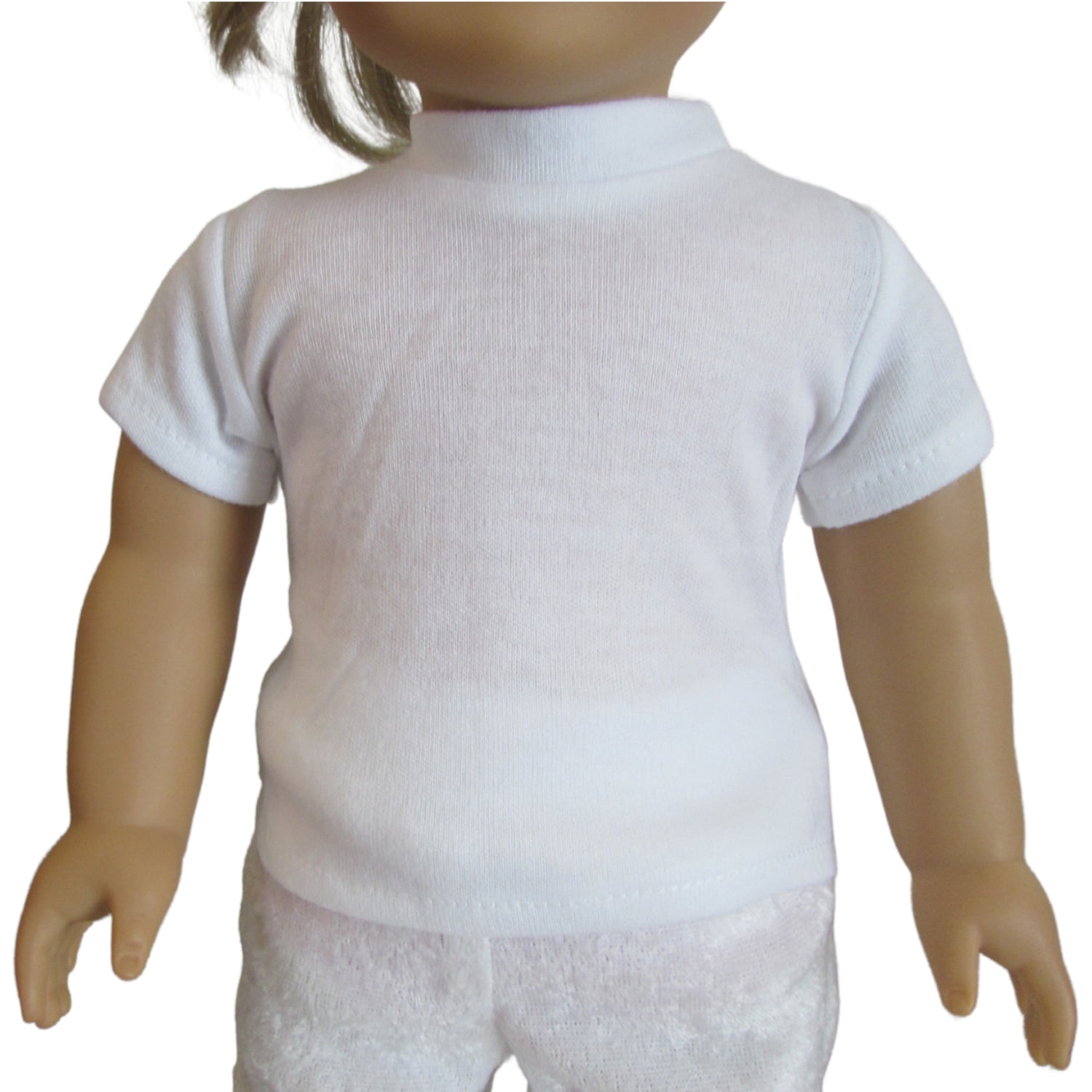 White T-Shirt for 18-inch Dolls with doll Front view