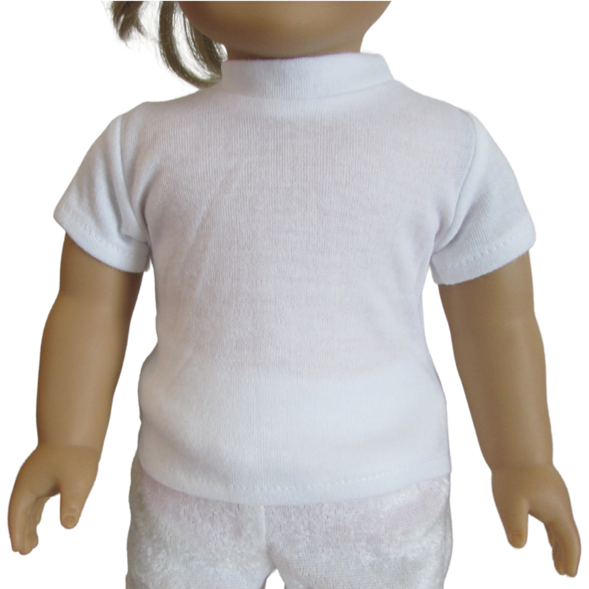 White T-Shirt for 18-inch Dolls with doll Front view
