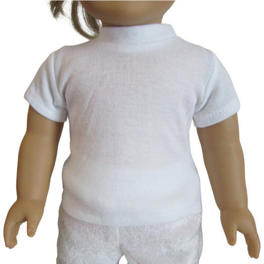 White T-Shirt for 18-inch Dolls with doll Front view