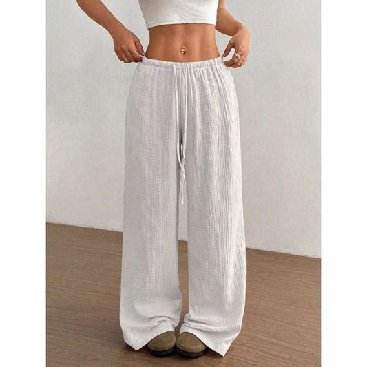 Wide-Leg Drawstring Pants