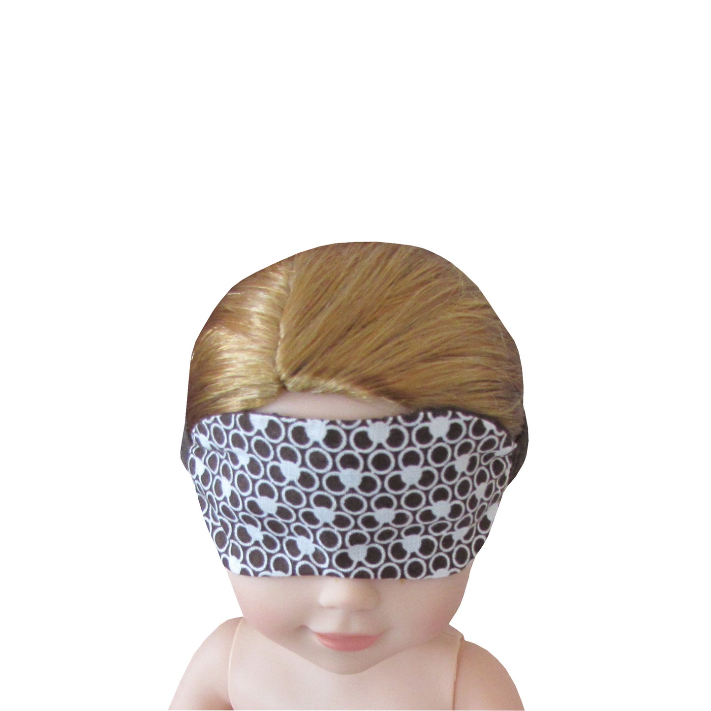 White and Brown Print Doll Sleep Mask for 14 1/2-inch dolls with doll
