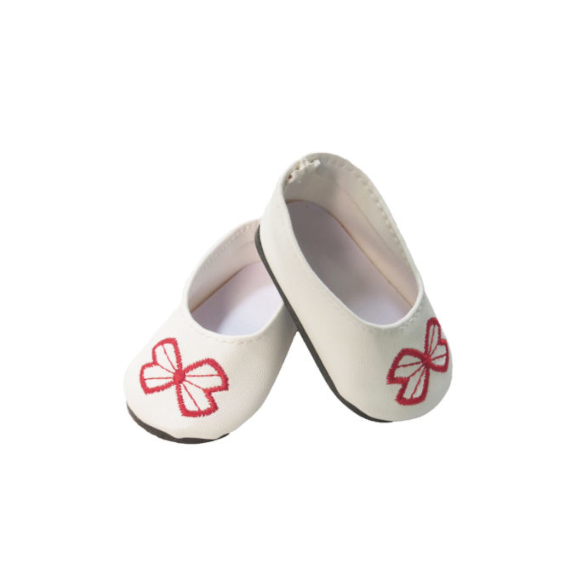 White and Red Butterfly Flats for 18-inch dolls