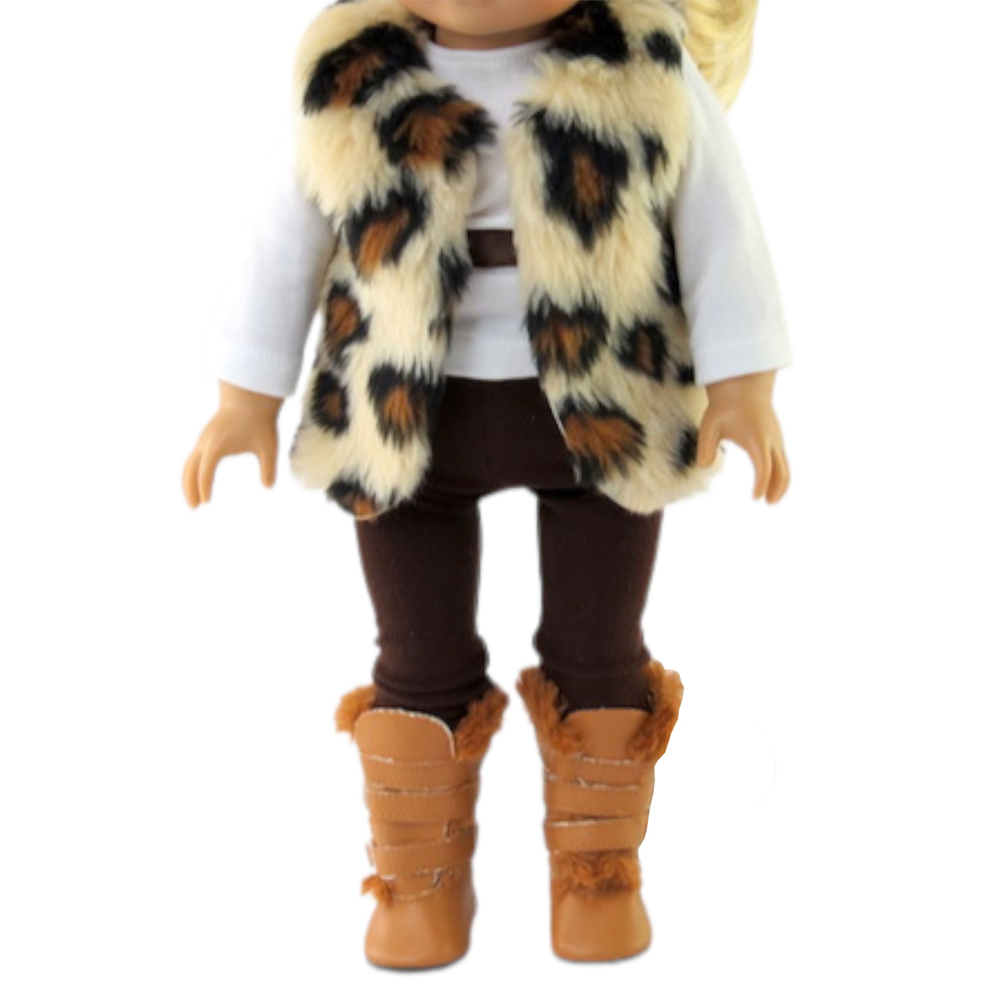 Winter Cheetah Pants Set for 18-inch dolls with doll