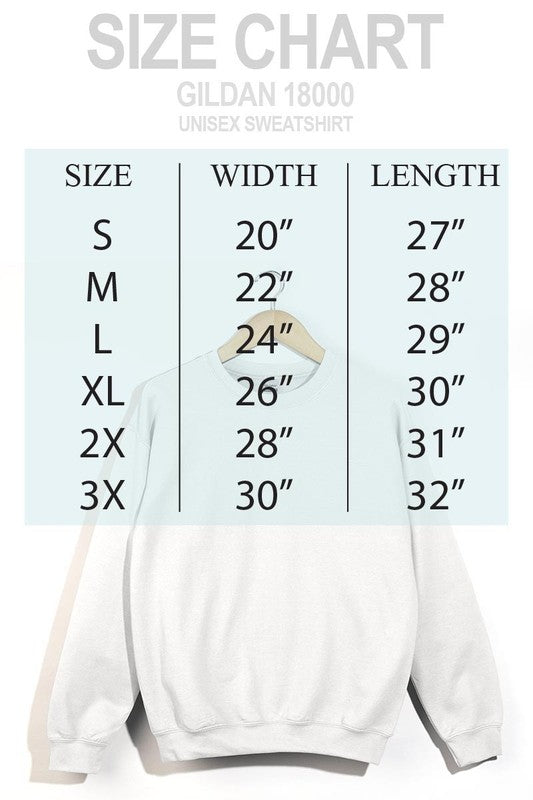 XOXO Graphic Sweatshirt Size Chart