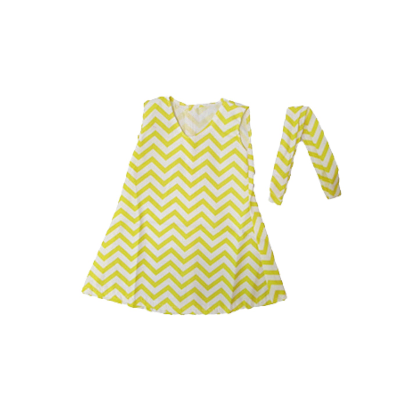 Yellow Chevron Dress for 18-inch dolls Flat
