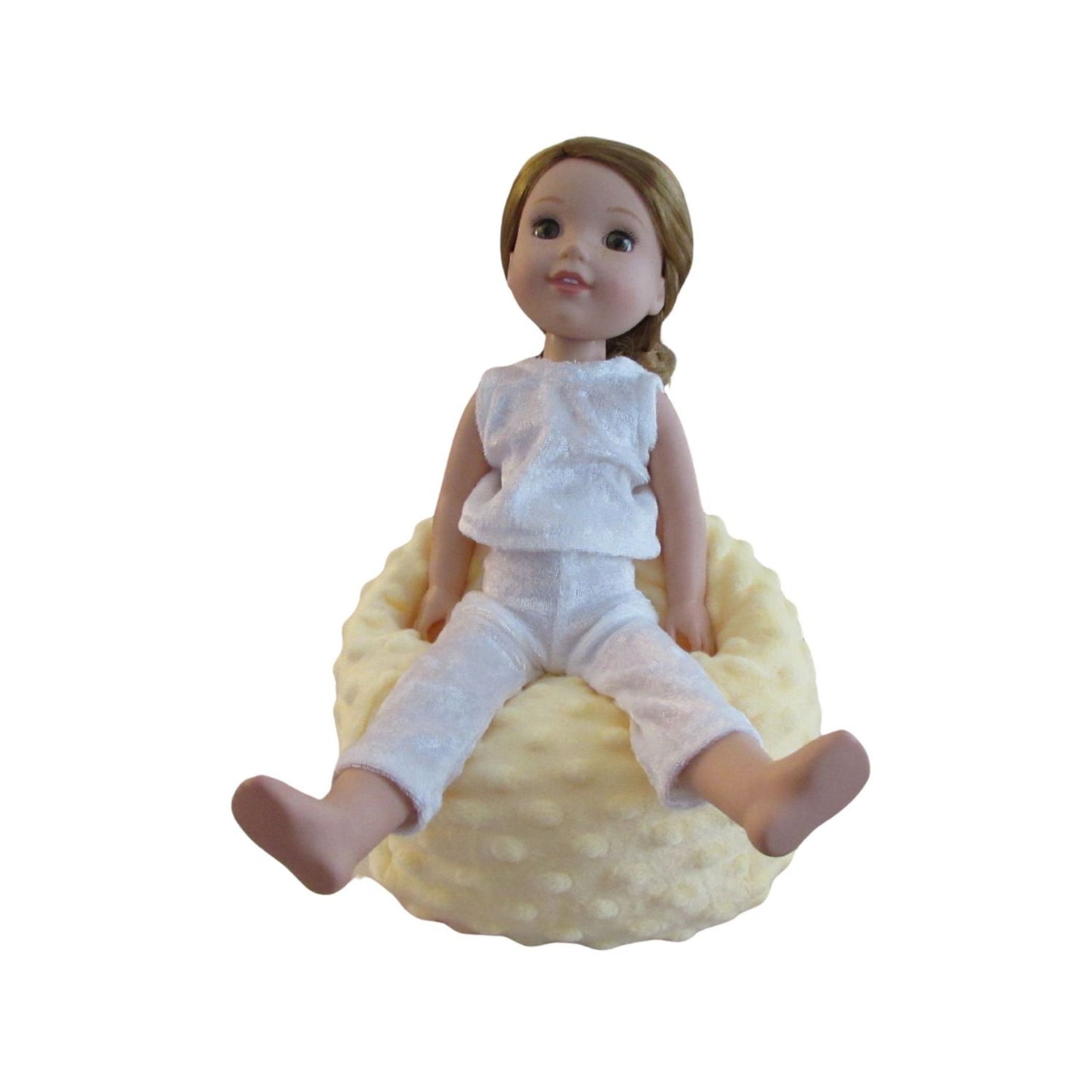 Yellow Minky Doll Bean Bag Chair – Fits 14 to 14.5 Inch Dolls, Soft Plush Seat