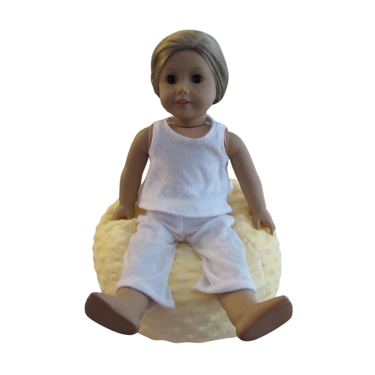 Yellow Minky Doll Bean Bag Chair – Fits 18 Inch Dolls, Soft Plush Seat