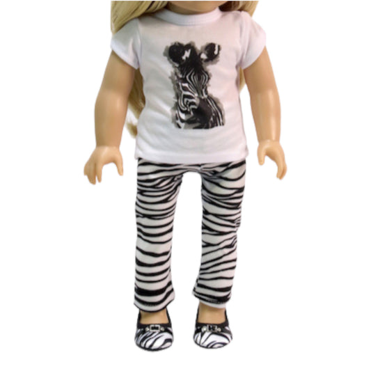 Zebra Pants Outfit for 18-inch dolls with doll