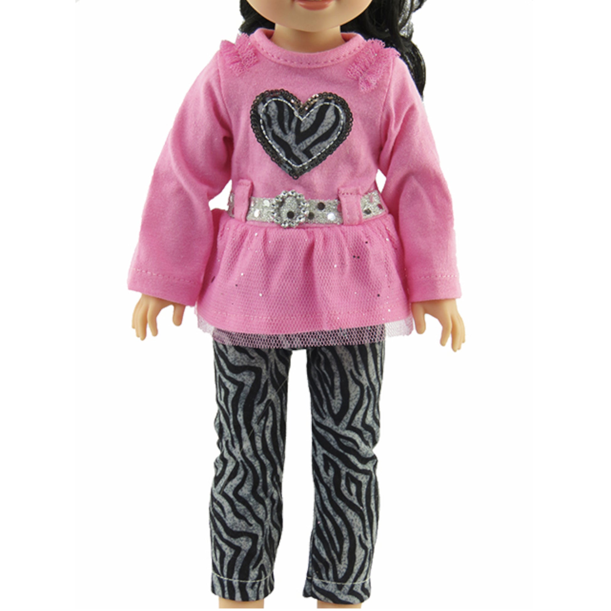 Zebra Sequin Pant Set for 14 1/2 inch dolls with doll