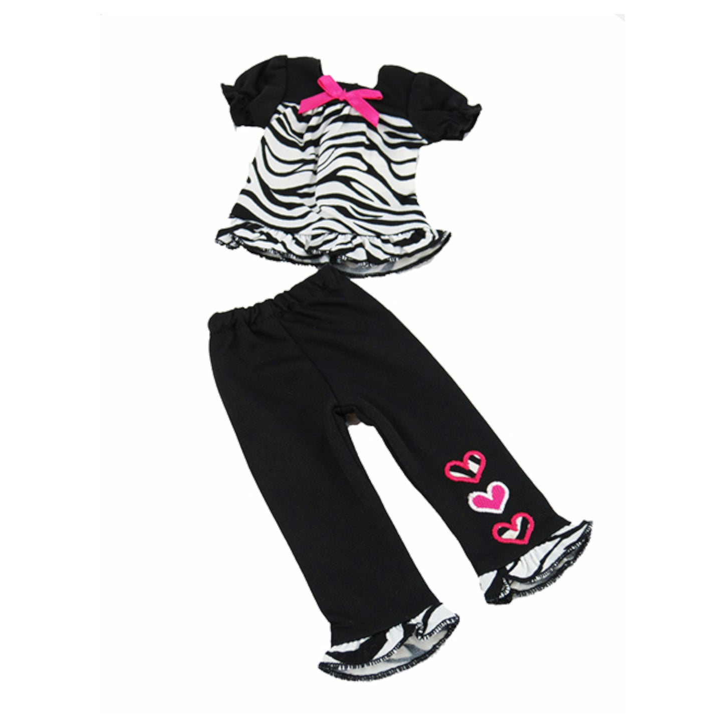 Zebra Triple Hearts Pant Set for 14 1/2-inch dolls Flat