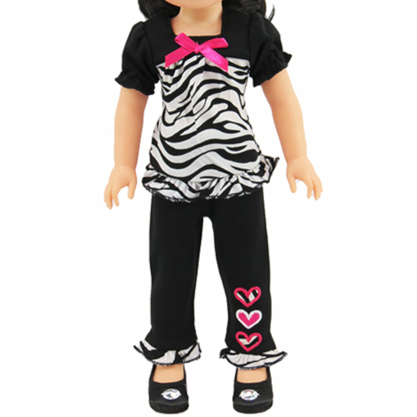 Zebra Triple Hearts Pant Set for 14 1/2-inch dolls with doll