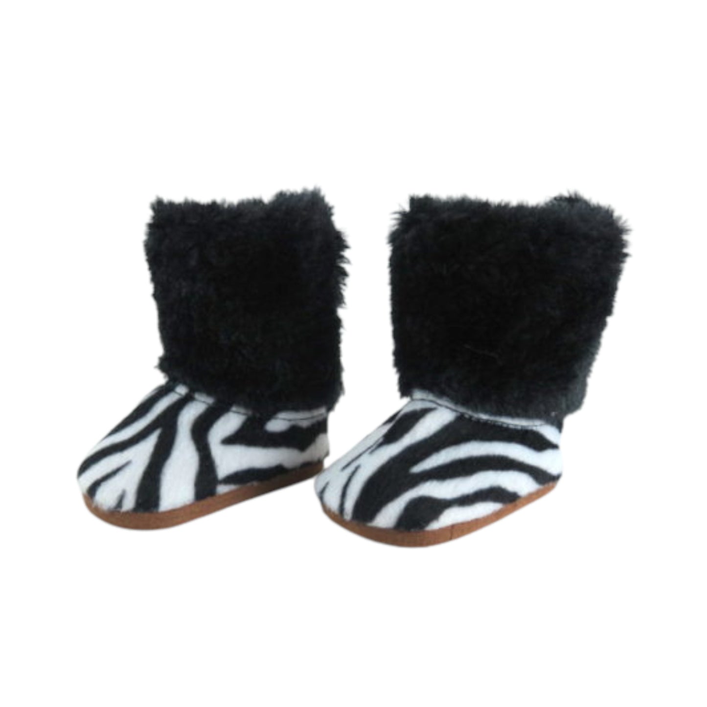 Zebra Print Furry Boots for 18-inch dolls