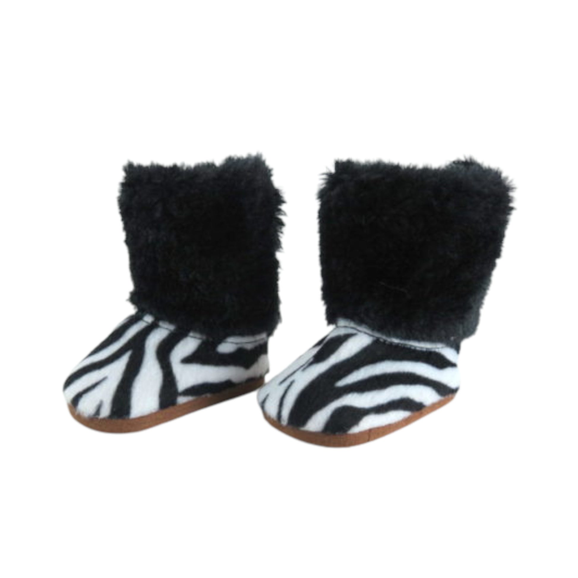 Zebra Print Furry Boots for 18-inch dolls