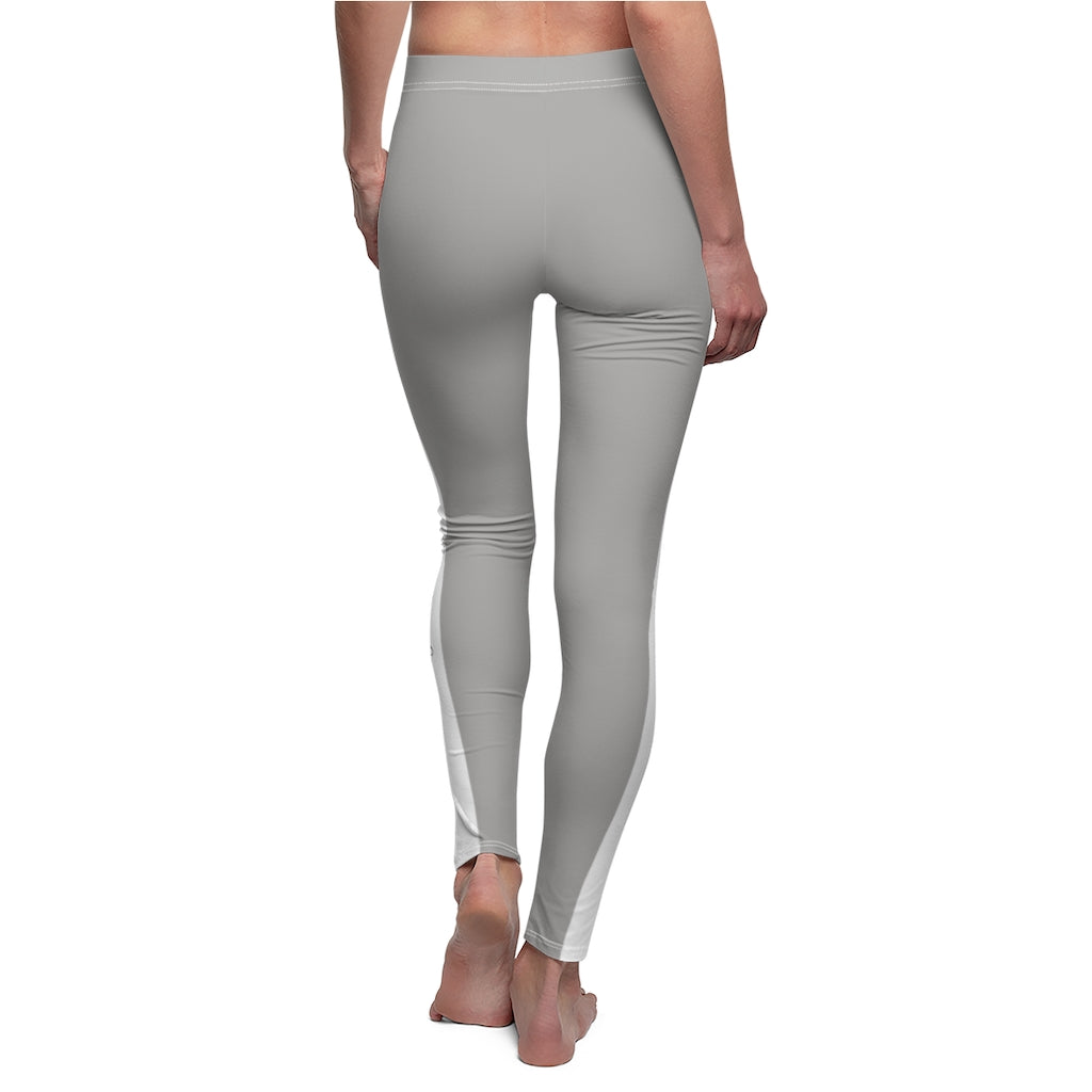 Unapologetically Awesome Solid Heather Grey White Stripe Casual Leggings