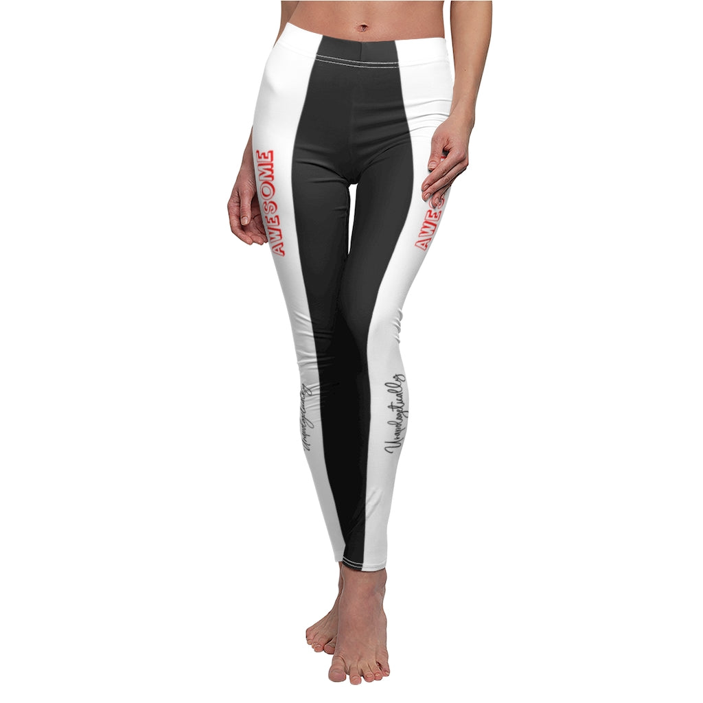Unapologetically Awesome Black White Stripe Casual Leggings